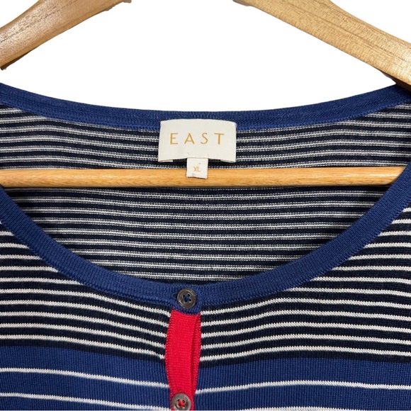 East Womens 100% Merino Wool Cardigan Sweater Size XL Striped Business Casual - Picture 3 of 5